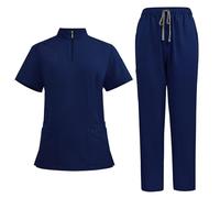Divise Sala Operatoria Donna Divisa Sanitaria Set con Casacca e Pantalone con Scollo A V Top Casacca Manica Corta Camice da Laboratorio Clinica Cameriera Etichetta Camicia Uniformi Medica, S-XXL