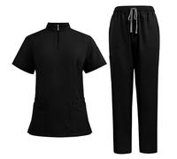 Divise Sala Operatoria Donna Divisa Sanitaria Set con Casacca e Pantalone con Scollo A V Top Casacca Manica Corta Camice da Laboratorio Clinica Cameriera Etichetta Camicia Uniformi Medica, S-XXL