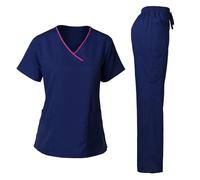 Divise Sanitarie Divisa Medica alla Moda da Donna, Set di Camice Elasticizzato Morbido con Scollo a Y, Pantaloni, Ospedale, Clinica veterinaria, Dottore