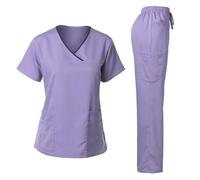 Divise Sanitarie Divisa Medica alla Moda da Donna, Set di Camice Elasticizzato Morbido con Scollo a Y, Pantaloni, Ospedale, Clinica veterinaria, Dottore