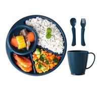 Divisi - Piani Divisi | da colazione a 3 scomparti con, forchetta, taglierino in PP, set di stoviglie per ufficio, mensa, feste, catering, Natale, campeggio prescolare.