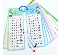 divisione set di biglietti 15 pezzi Fogli di aggiunta, Giochi di Numeri Matematici da Tavolo,2 Pennarelli Cancellabili,Flashcard per Imparare le aggiunta,per Giochi Matematici e aggiunta
