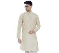 DIVISIVE Kurta slim fit stampato misto cotone seta uomo, Crema, S