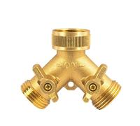 Divisore di vie in ottone for impieghi gravosi da 3/4 pollice, connettore for collettore for tubo giardino con valvole ON/OFF impugnatura comfort, adattatore for rubinetto dell'acqua(EU BSP)