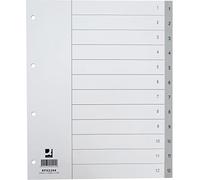Divisore numerico Q-Connect grigio XL 24,5x29,7 cm ppl 1-12 KF02294