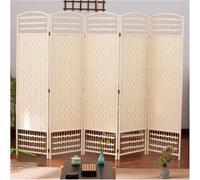 Divisore per Schermo per La Scuola Materna in Rattan, Recinzione Dell'area Schermo Mobile per Bambini Area Giochi Pieghevole Piccolo Schermo, Beige-5 Panel, H 180cm x L200cm