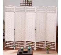 Divisore per Schermo per La Scuola Materna in Rattan, Recinzione Dell'area Schermo Mobile per Bambini Area Giochi Pieghevole Piccolo Schermo, White-5 Panel, H 180cm x L200cm