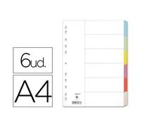 Divisori colorati Q-Connect con indice scrivibile formato A4 in cartoncino manilla - 6 fogli - KF00187
