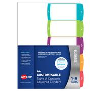 Divisori indice Avery personalizzabili A4 Rinforzo con linguette in plastica res