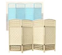 Divisori per ambienti Divisorio for ambienti in legno rattan a 4 pannelli multicolore, dimensioni multiple(White,100x40cm-4 panels)