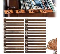 Divisori per Dischi in Vinile in Legno - 26 Guide Organizer Alfabetiche dalla A alla Z - Separatore per Album e Libri