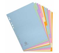 Exacompta - Ref. 1612E - Divisori in cartoncino riciclato pastello 170g/m2 con 12 linguette neutre - Formato A4 - Dimensioni 22,5 x 29,7 cm - Sempre
