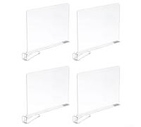 Divisori per mensole in acrilico trasparente, 4 pezzi, per classe, cucina e per organizzare le collezioni, resistenti all'usura e facili da posizionare secondo necessità