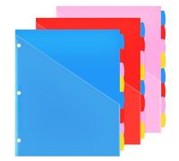 Divisori per raccoglitori con tasca frontale, divisori per indici, set da 8 pezzi, confezione da 3 set di divisori multicolore in plastica con linguette