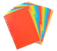 Divisori per raccoglitori formato A4, 12 pezzi, 11 fori, a colori
