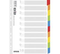 Divisori per ufficio in cartone, formato A4, 227 x 297 mm, 10 pezzi, laminati, colori assortiti, per archiviazione documenti, tipo A4, tipo con descrizione scheda, materiale, cartoncino, PP