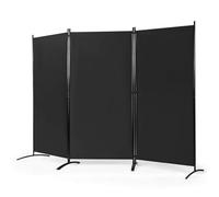 Divisorio a 3 Pannelli, Separè per Interno, Esterno, Paravento Pieghevole, Parete Divisoria, Telaio in Metallo, con Base Stabile, Protezione di Privacy, Separatore di Spazio, Byobu, Nero