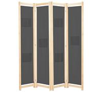 Divisorio a 4 Pannelli,Separè paravento Pannello Divisore per la Stanza con Piedini Stabili Per patio, ufficio, casa, ospedale Grigio 160x170x4 cm in Tessuto