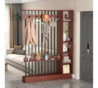 Divisorio Autoportante In Legno Con Ripiani E Appendiabiti - Paravento Moderno Per La Privacy Armadietto Portaoggetti, Espositore Per Libreria Per Camera Da Letto, Ufficio Domestico, Soggiorno