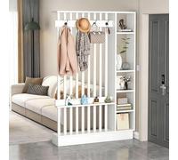 Divisorio Autoportante In Legno Con Ripiani E Appendiabiti - Paravento Moderno Per La Privacy Armadietto Portaoggetti, Espositore Per Libreria Per Camera Da Letto, Ufficio Domestico, Soggiorno