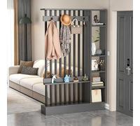 Divisorio Autoportante In Legno Con Ripiani E Appendiabiti - Paravento Moderno Per La Privacy Armadietto Portaoggetti, Espositore Per Libreria Per Camera Da Letto, Ufficio Domestico, Soggiorno