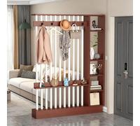 Divisorio Autoportante In Legno Con Ripiani E Appendiabiti - Paravento Moderno Per La Privacy Armadietto Portaoggetti, Espositore Per Libreria Per Camera Da Letto, Ufficio Domestico, Soggiorno