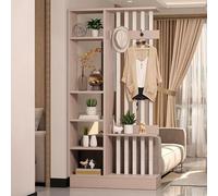 Divisorio Autoportante in Legno Pavimento soffitto con Scaffali Aperti, Schermo per La Privacy Moderno A Listelli per Casa e Ufficio(Champagne+white,80 * 30 * 202cm/31.5 * 11.8 * 79.5in)