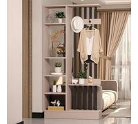 Divisorio Autoportante in Legno Pavimento soffitto con Scaffali Aperti, Schermo per La Privacy Moderno A Listelli per Casa e Ufficio(Champagne+black,80 * 30 * 202cm/31.5 * 11.8 * 79.5in)
