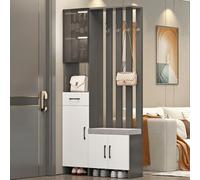 Divisorio con armadio portaoggetti e sgabello, divisorio da pavimento a soffitto per l'organizzazione dell'ingresso e del corridoio