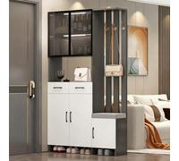 Divisorio con armadio portaoggetti e sgabello, divisorio da pavimento a soffitto per l'organizzazione dell'ingresso e del corridoio