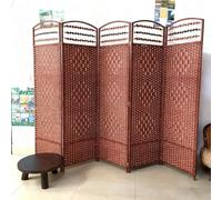 Divisorio corto di bambù, schermo pieghevole in vimini per la privacy, Partizione naturale lavorata a mano con struttura in legno, Pannelli decorativi portatili per Ufficio domestico Piccoli spazi, De