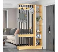 Divisorio divisorio in legno massello con appendiabiti da pavimento a soffitto design per ingresso elegante separatore di spazio per decorazione domestica e organizzazione