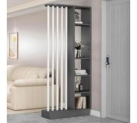 Divisorio in legno con ripiani, divisorio da parete, per armadio e libreria, per decorare casa e ufficio (grigio e bianco, 79,8 x 23,9 x 200,7 cm)
