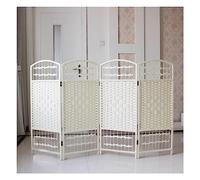 Divisorio in rattan bianco - Paravento pieghevole a 4 pannelli per camera dei bambini, area giochi biblioteca e recinto per animali domestici, in stile giapponese mobile, 120 x 160 cm