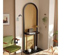 Divisorio in rattan, divisorio per ambienti in stile cinese retrò,divisorio per privacy con ripiano portaoggetti,divisorio in legno indipendente intrecciato a mano,per ufficio domestico(1.8m, Black)