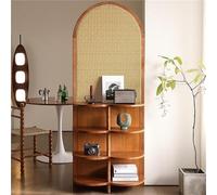 Divisorio in Rattan, divisorio per Ambienti in Stile Cinese retrò,divisorio per Privacy con ripiano portaoggetti,divisorio in Legno Indipendente Intrecciato a Mano,per Ufficio Domestico