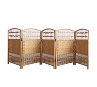 Divisorio in vimini intrecciato a mano, corti, per ufficio e soggiorno, 4/5/6 pannelli, elegante colore legno, 60 x 30 cm, elegante decorazione per la casa