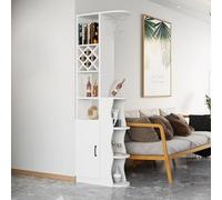 Divisorio multiuso per ambienti, divisorio per armadietto per vino in legno per la privacy, separatore con ripiani portaoggetti e portabicchieri, casa, bar, hotel(WHITE-A,75x30cm/29.5x11.8in)