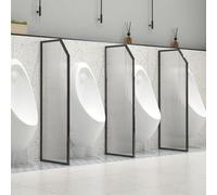 Divisorio per orinatoio da uomo a pavimento, divisorio per WC, per centri commerciali, hotel e bar, in vetro temperato resistente, elegante finitura nera, 1 pezzo