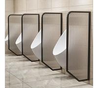 Divisorio per orinatoio da uomo, elegante schermo da bagno, vetro temperato a coste e struttura in acciaio inossidabile, protegge la privacy migliorando l'estetica dello spazio Black 5pcs