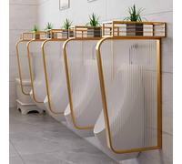 Divisorio per orinatoio, divisorio per bagni pubblici maschili, pannello di protezione in acciaio di lusso con pannello in vetro traslucido e portavasi, per WC per hotel(Gold,1pcs)