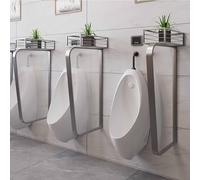 Divisorio per orinatoio, divisorio per bagni pubblici maschili, pannello di protezione in acciaio di lusso con pannello in vetro traslucido e portavasi, per WC per hotel(Silver,4pcs)