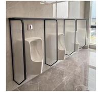 Divisorio per orinatoio, divisorio per bagno pubblico con vetro temperato, schercy per orinatoio maschile con telaio in acciaio inossidabile, divisorio per orinatoio a parete, nero - 6 pezzi