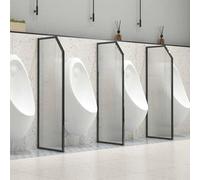 Divisorio per orinatoio, divisorio per la privacy a parete per orinatoio maschile, per WC in acciaio inox con pannelli in vetro temperato traslucido, per bagni pubblici(Black,4PCS_120X40CM)