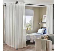 Divisorio per stanze, senza foratura, da parete per la separazione della stanza, altezza 304,8 cm, larghezza 289,6 cm, regolabile dal pavimento al soffitto, aste per tende angolari resistenti