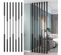 Divisorio regolabile in alluminio da 7 pezzi, divisorio aperto per soggiorno e studio, 125 cm, elegante separatore nero per ingresso