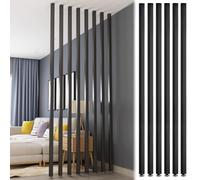 Divisorio regolabile in legno (confezione da 6) - dal pavimento al soffitto s per casa e ufficio senza fori nero 140 cm di altezza.