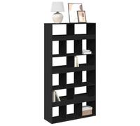 Divisorio Stanza Nero 100x33x187.5 cm in Truciolato - Modern Room Divider Bookshelf with 5 Shelves, Space Saving Partition for Living Room, Bedroom Office - Sturdy Particle Board Design