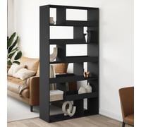 Divisorio Stanza Nero 100x33x187.5 cm in Truciolato - Room Divider Partition Screen for Home Office, Modern Black Wooden Panel with Easy Assembly, Space Separator for Living Room Bedroom