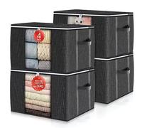 Divons 4 pezzi Scatole per Armadio,90L scatole portaoggetti pieghevoli, contenitori portaoggetti per organizzare camere da letto, armadi, vestiti, trapunte, con coperchio e maniglia (4×90L)